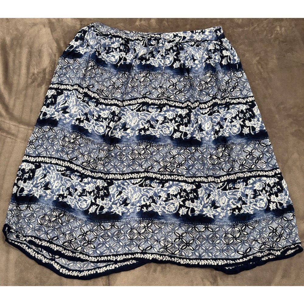 La Cera Skirt Womens Small Blue Floral Maxi Drawstring Waist Flowy Boho